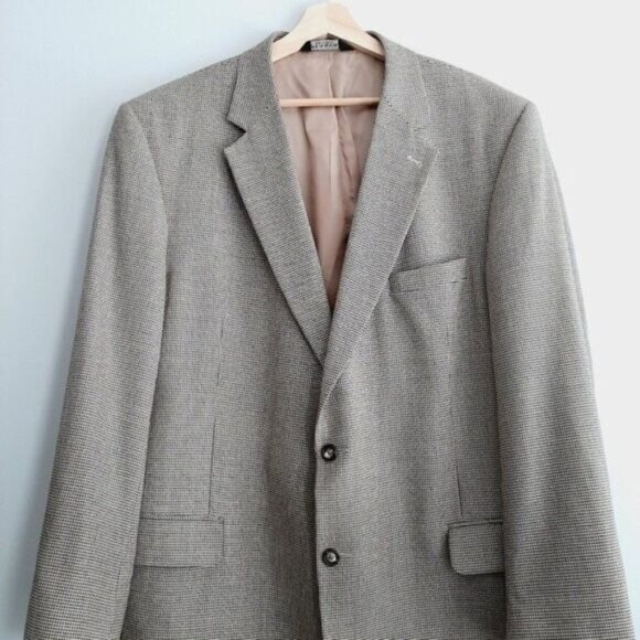 JOS. A. BANK 100% Wool Blazer Jacket Fine Houndstooth Pattern Men's Sz 48 L - Picture 3 of 10